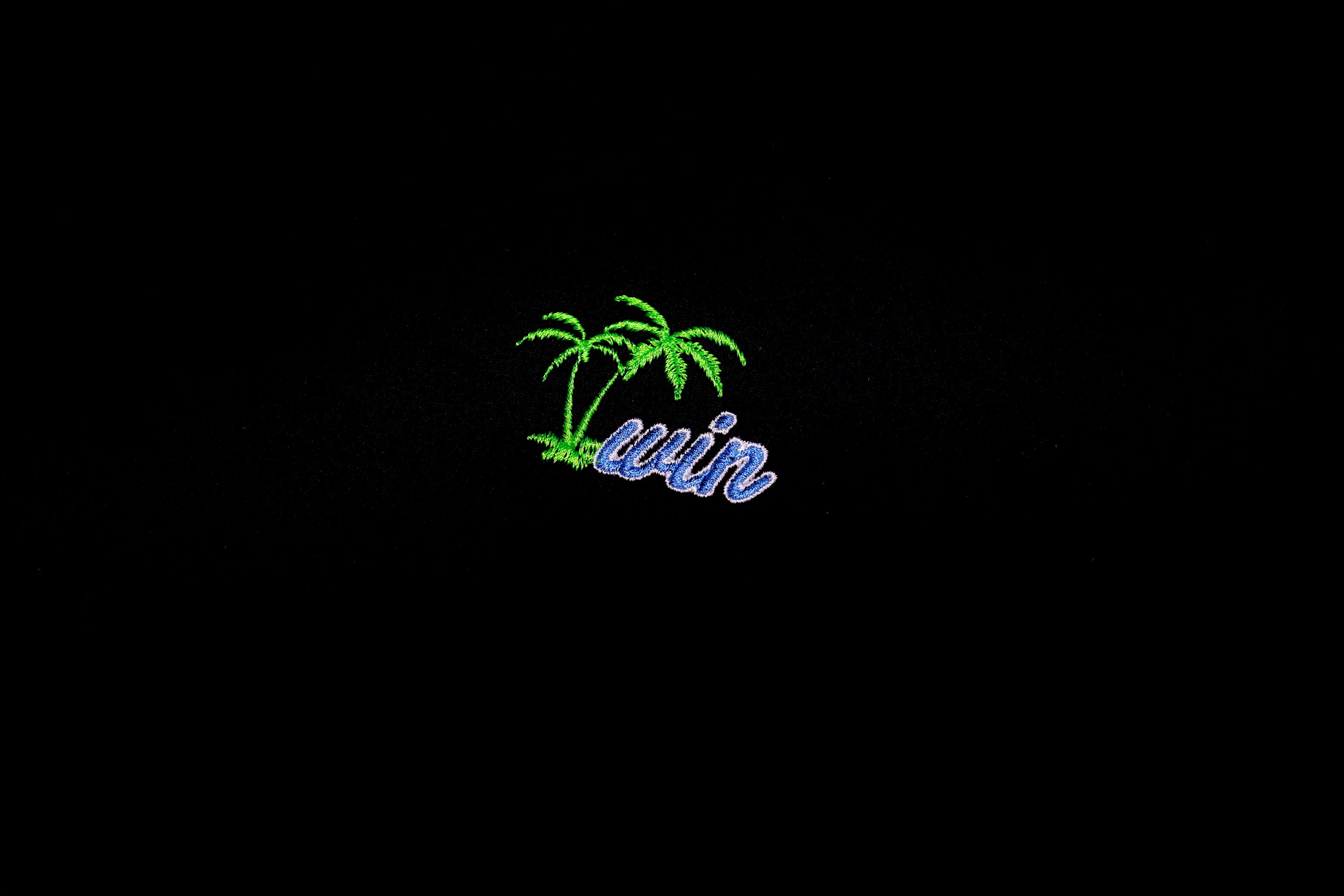 WIN" Palm Tree" Essential Embroidered T-shirt - Royal Blue