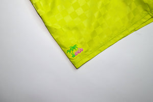 Winbros - Checkerboard "Palm Tree" Umbro Shorts - Electric Yellow/Pink