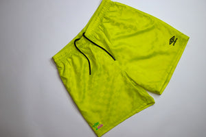 Winbros - Checkerboard "Palm Tree" Umbro Shorts - Electric Yellow/Pink