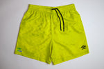 Winbros - Checkerboard "Palm Tree" Umbro Shorts - Electric Yellow/Sky Blue