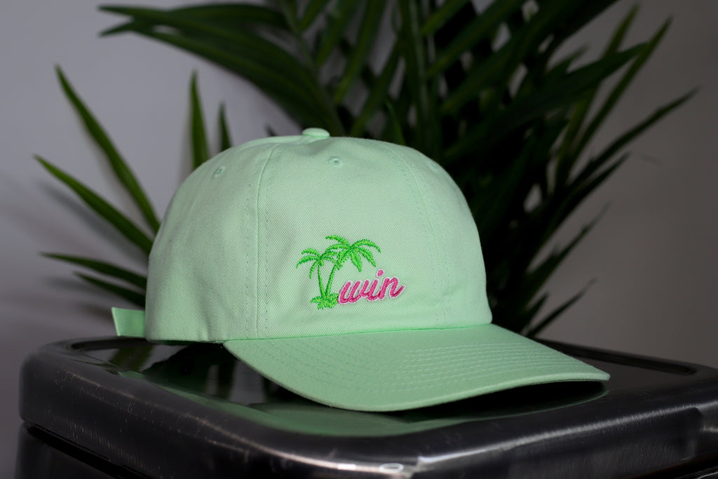 WIN "Palm Tree" Pastel Strapback Hat - Key Lime