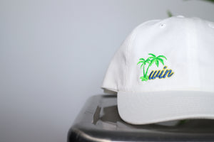WIN "Palm Tree" Strapback Hat - White/Sky Blue