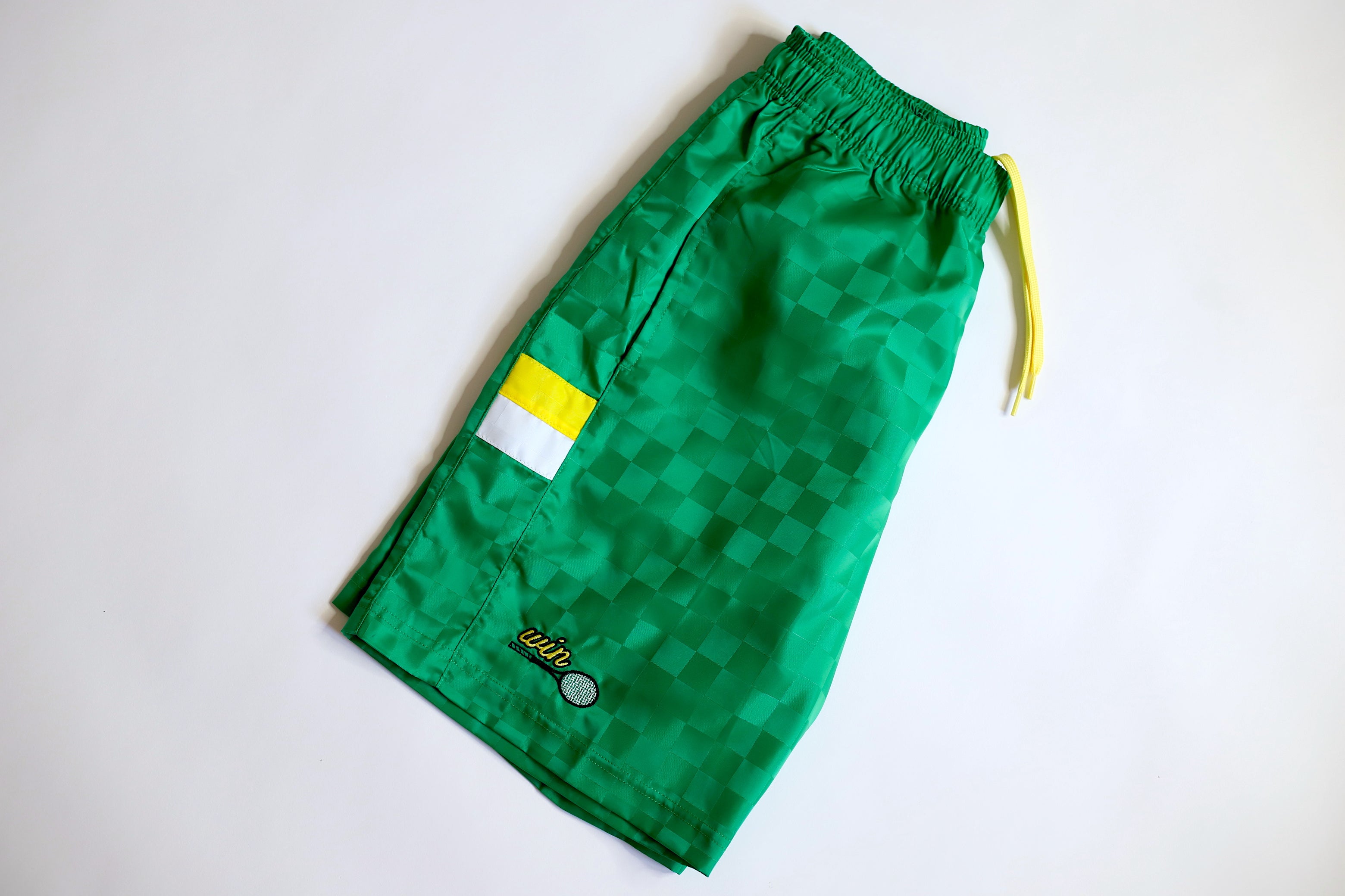 Win Athletics Checkerboard Umbro Shorts - Lime Green